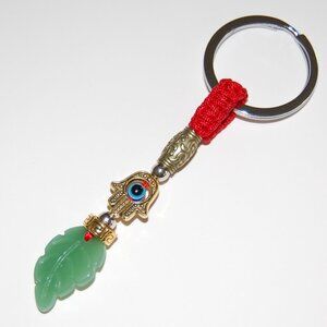 Jade keychain,Hamsa Hand Keychain,Good Wishes Gift